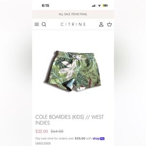 Citrine Tropical Print Swim Shorts